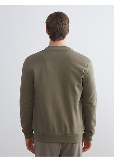 LC Waikiki Lc Waıkıkı Haki Kolej Yaka Erkek Kalın Fermuarlı Sweatshirt