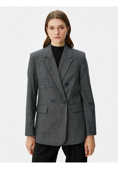 Koton Oversize Blazer Ceket Kruvaze Düğmeli Kapaklı Cepli Antrasit Ekose 4wak50029ew 4WAK50029EW9C3 Antrasit Koton Oversize Blazer Ceket Kruvaze Düğmeli Kapaklı Cepli Antrasit Ekose 4wak50029ew 4WAK50029EW9C3 Antrasit