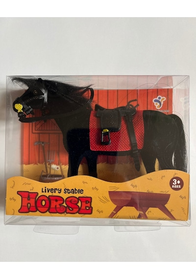 Floklu At Hayvan Oyuncak Siyah At Horse Kaliteli Ve Gösterişli At 14 Cm X 11 Cm