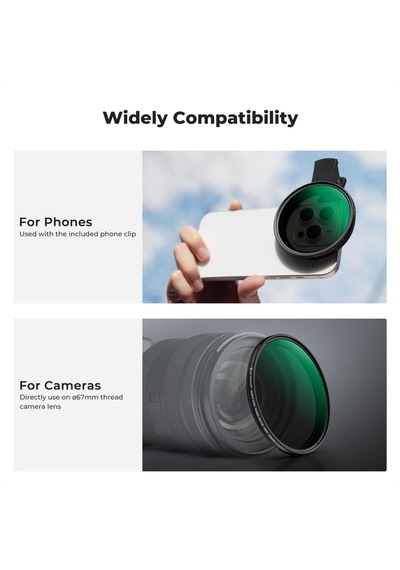 K&f Concept Klipsli 67mm Nd2-32 Filtre Seti - Tüm Telefonlar İçin 1-5 Stop
