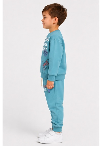Ahengim Erkek Çocuk Kaykay Baskılı Sweatshirt Eşofman Altı 2 Li Takım 1-4 Yaş Ak115 Yeşil