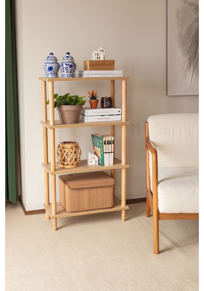 Concept 3 Raflı Organizer Balkon Banyo Kitaplık Mutfak Dolabı Ofis Düzenleyici Ahşap Nature