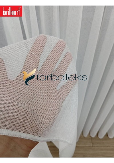 Farbateks Dikim Brillant Buzlu Sade Düz Tasarım Model 1/2 Kat Pileli Tül Perde Beyaz