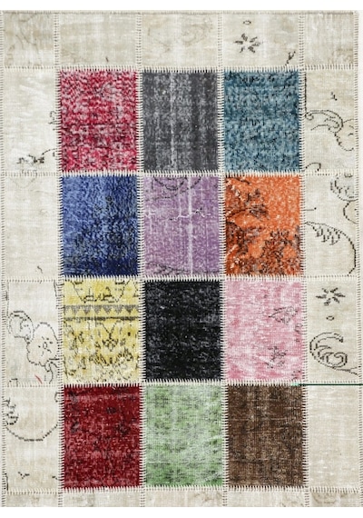 Patchwork El Dokuma Antik Anadolu Halısı Simbad Natural Çok Renkli