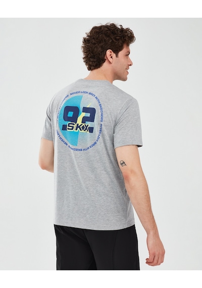 Skechers Graphic T-Shirt M Short Sleeve Erkek Gri Melanj Tshirt S241054-036