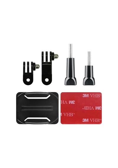 Gplus Bs06k 6 Parça Oval Zemin Kavisli Yüzey 3 Yollu Aksiyon Kamera Uyumlu 3m Yapışkanlı Motor Kask Bağlantı Seti Siyah
