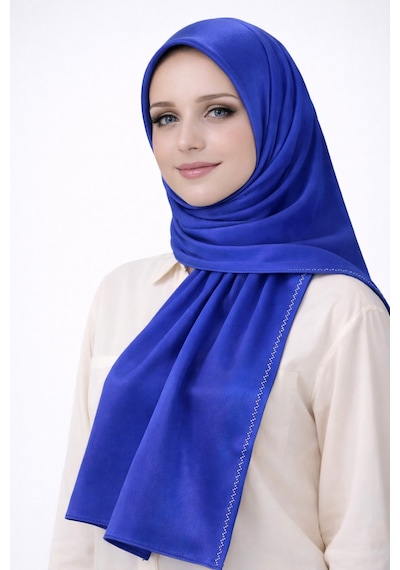 Mim Eşarp Mısırlı Eşarpları Taşlı Jan Jan Abiye Şal 75x190 Cm Saks