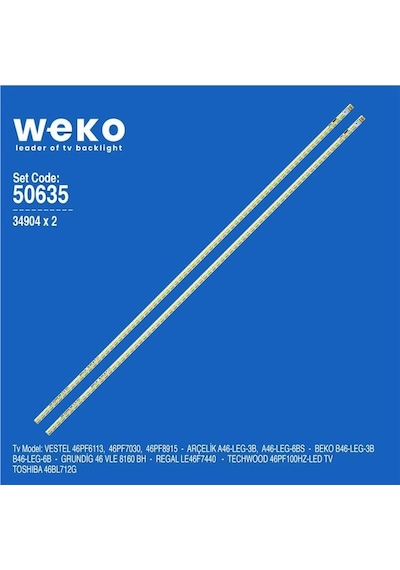 Arçelik A46-leg-6bs 46'' İnç 2 Adet Tv Led Bar Tvnizin İçindeki Led Barla Aynısı Olduğunu Görmeden Almayınız. Led Bar Ürünlerinde Paket Açıldığında İade Kabul Edilmemektedir.