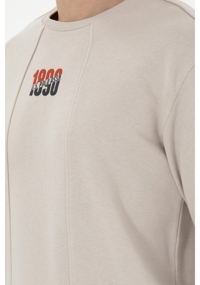 U.S. Polo Assn. Erkek Comfort Fit Bisiklet Yaka Taş Sweatshirt 50293430-VR049