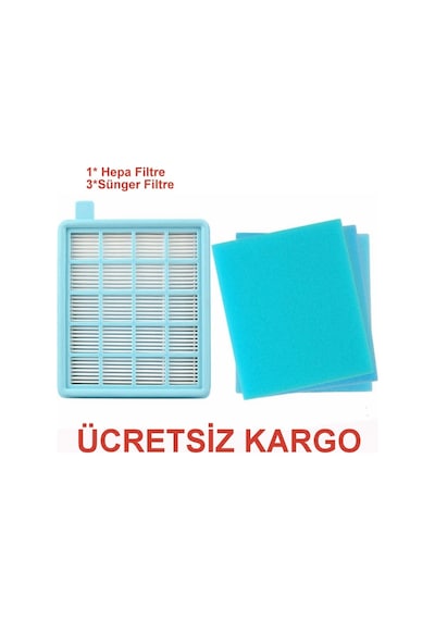 Philips Uyumlu Fc 8475 Powerpro Hepa Filtre Seti + 3 Adet Sünger