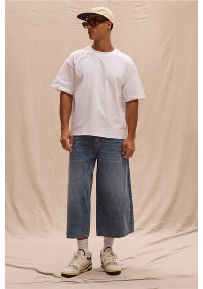 Erkek %100 Organik Pamuklu Kalın Dokulu Comfort Fit Bisiklet Yakalı T-shirt Beyaz