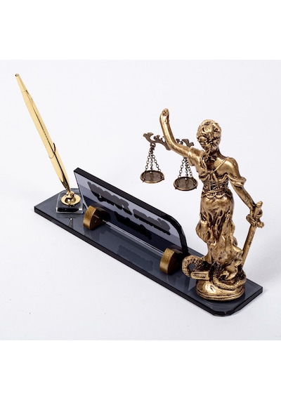 Themis Biblolu Kristal Masa İsimliği Hediye Avukat Ofis İsimlik