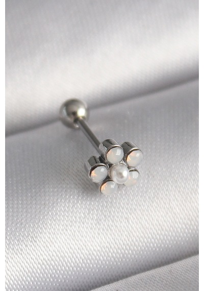 316l Çelik Gümüş Renk Zirkon Taşlı Çiçek Model Tragus Piercing 5886 - Hs08374510-3044 Renkli Renkli