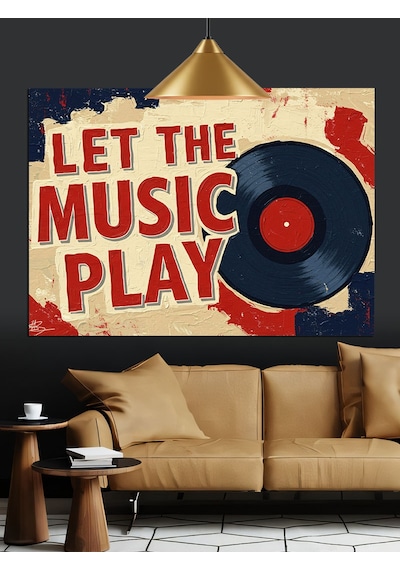 Müzik Çalsın Plak Kaydı Dekoratif Kanvas - Mdf Ahşap Tablo