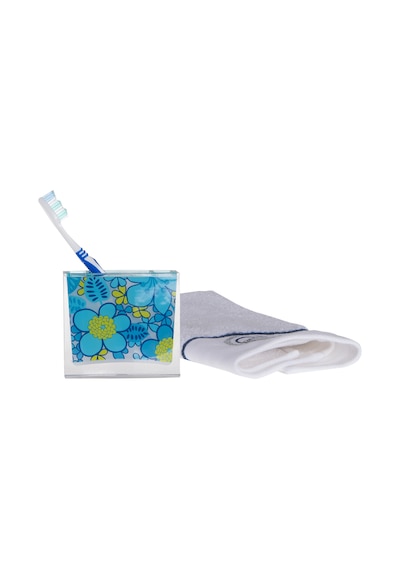DİŞ FIRÇALIK MAVİ ÇİÇEKLİ AKRİLİK 10X10X3CM Diğer