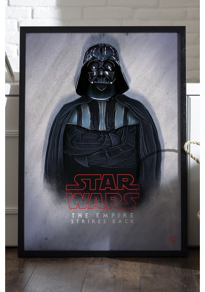 Darth Wader Siyah Ahşap Çerçeveli Poster, Film Duvar Tablosu