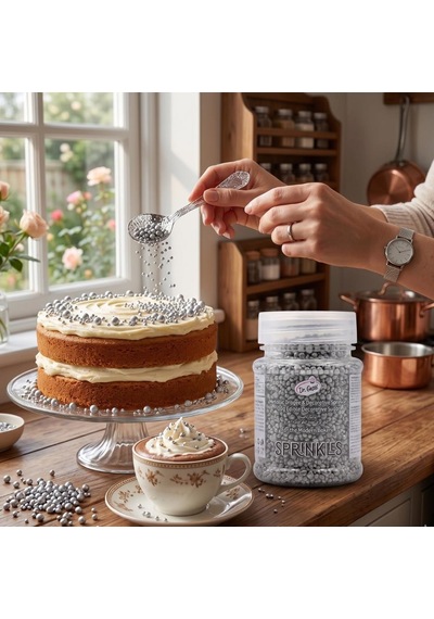 Gümüş Sanding Şeker 50 Gr Pasta, Kurabiye Ve Cupcake İçin Parlak Dekor Şekeri
