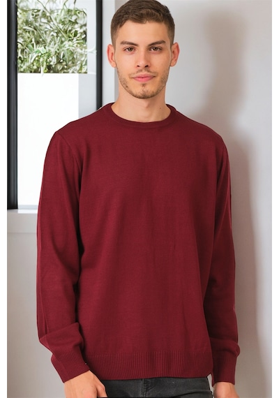 V0091 Dewberry Erkek Battal Oversıze Kazak-düz Bordo Düz Bordo