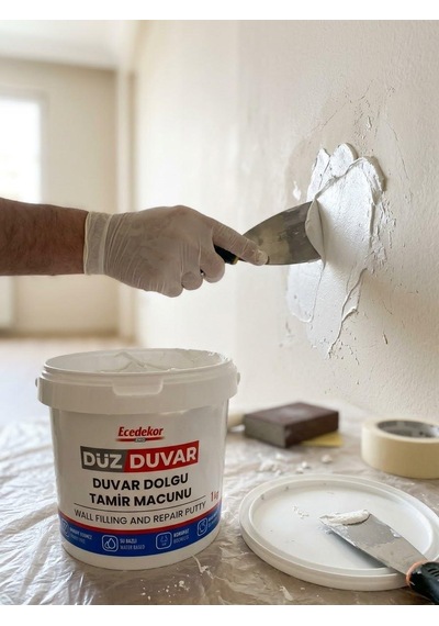 Ecedekor Pro Düz Duvar Tamir Macunu 1 Kg Su Bazlı, Kokusuz, Çatlamayan İç Ve Dış Mekan Duvar Dolgu Macunu, Çivi Delik Ve Çatlak Tamir Kiti