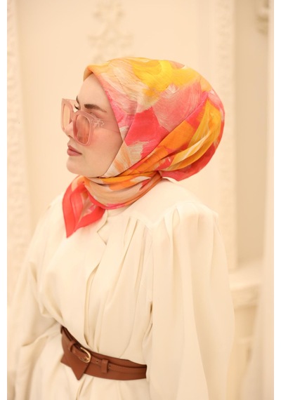 Silk Home Olinda İpek Eşarp 47001-12 Mercan, Bej, Pembe, Bordo, Ekru
