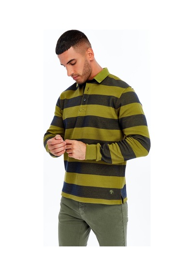 AR-MA Arma Erkek Örme Ribanalı Regular Fit Çizgili Polo Yaka Sweatshirt %95 Pamuk %5 Elastane K30554952902 Haki