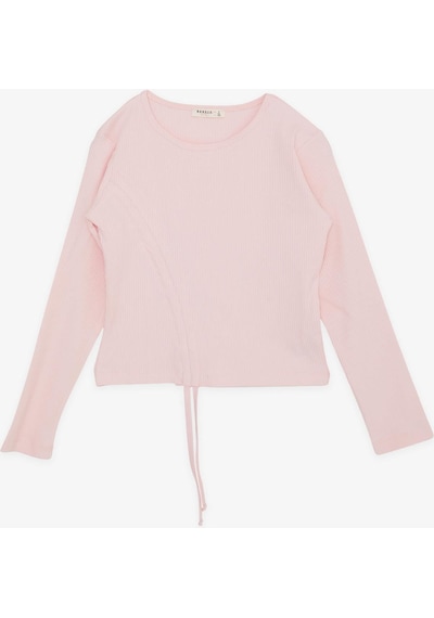 Breeze Kız Çocuk Uzun Kollu Tişört Büzgülü 8-14 Yaş, Pembe-pembe Pembe