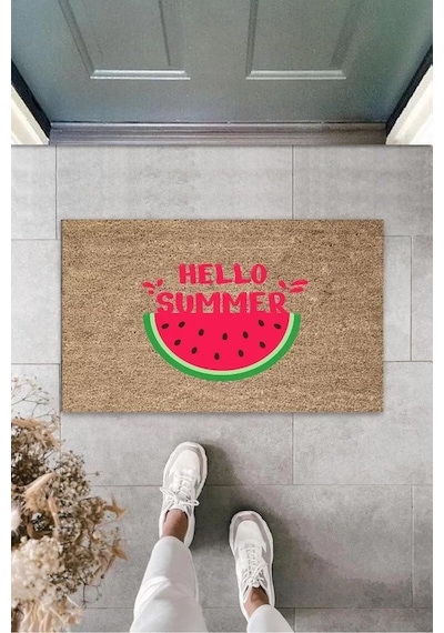 Pembe Kapı Önü Paspası Karpuz Desen K-3278 Renkli