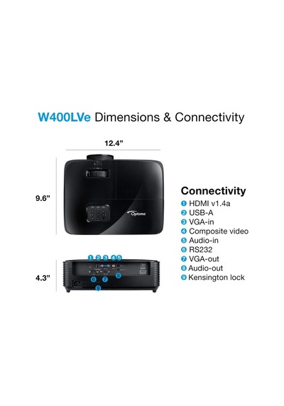 OPTOMA W400LVE 4000AL 1280x800 15000S VGA/HD  I 25000:1 SİYAH WXG