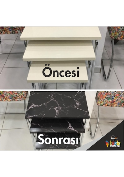 İbmtü510 Mutfak Tezgah Üstü Mermer Desen Kendinden Yapışkanlı Folyo Kaplama Siyah Beyaz 70cmx100cm