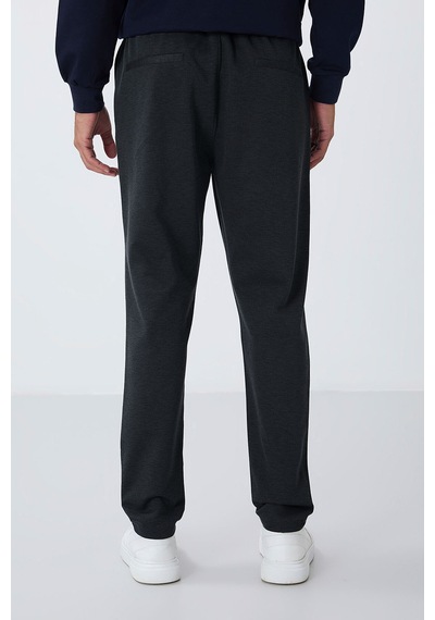 Tommy Life Koyu Gri Yüzeyi Dokulu Standart Fit Erkek Eşofman Alt - 82155