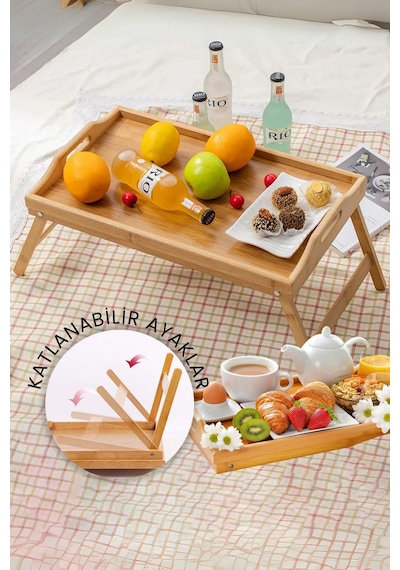 Mithra Life Katlanır Ayaklı Portatif Bambu Yatak Koltuk Piknik Keyif Tepsisi Mıt1142 Bambu