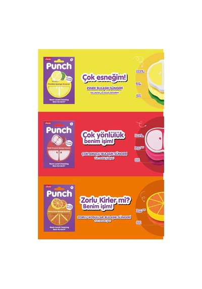 Vileda Punch Elma - Limon - Portakal Kokulu Çizmez Sünger 3 Adet