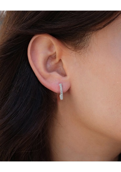 Brezza Lusso Jewelry Tamtur Işıltı Dizilim Night Kadın Gümüş Küpe 18 Mm