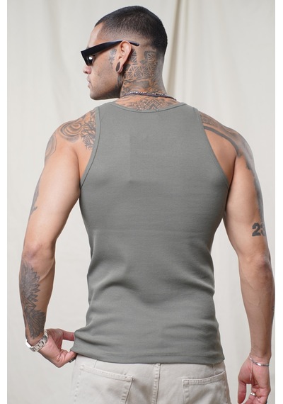 Slim Fit Kaşkorseli Esnek Düz Erkek Sporcu Atlet Haki