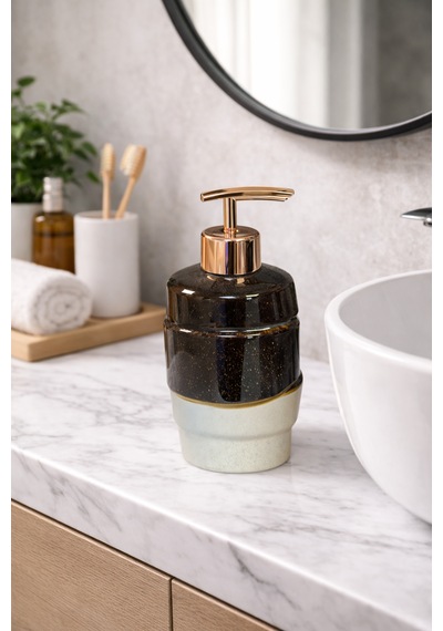 Gold Seramik Sıvı Sabunluk Lüks Banyo & Mutfak Sabun Dispenseri Dekoratif Kahverengi