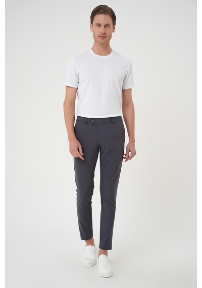 Efor Slim Fit Yan Cepli Düz Esnek Casual Koyu Füme Pantolon P 1144 Füme