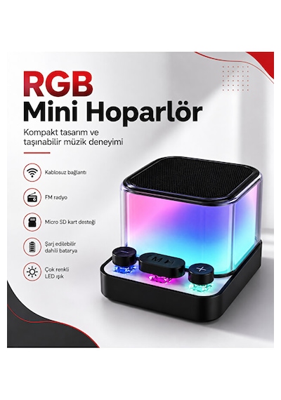 Mini Bluetooth Hoparlör Rgb Işıklı 5w Tws Fm Radyo Micro Sd Kart Destekli Şarjlı Ses Bombası Henüz Yorum Yazılmamış.