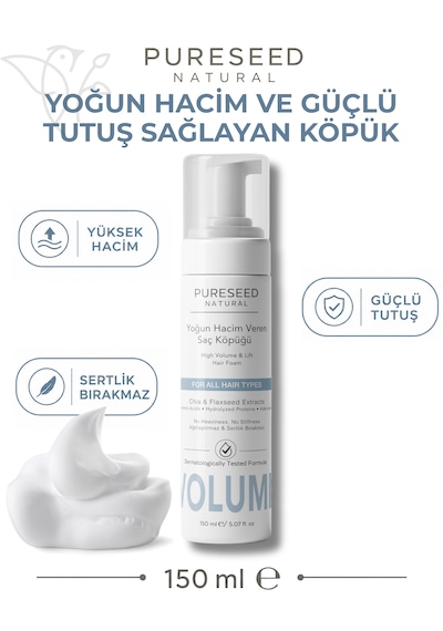 Pureseed Natural Yoğun Hacim Ve Güçlü Tutuş Sağlayan Saç Hacim Köpüğü - 150ml