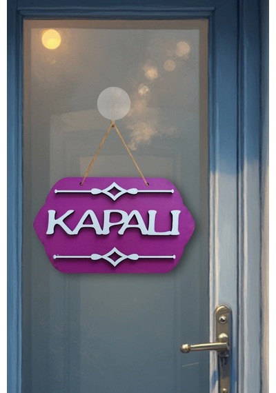 Mor Ahşap Açık/kapalı Tabelası - Akrilik Boyalı Özel Tasarım
