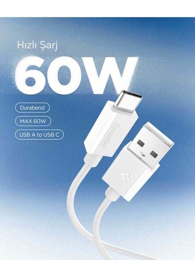 Spigen Essential 1m Usb-a To Usb-c 60w Kablo Aca08715 Beyaz
