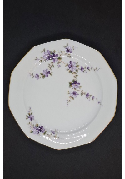 Marktleuthen Mor Menekşe Desenli Pasta Tabağı 17.5 Cm Beyaz