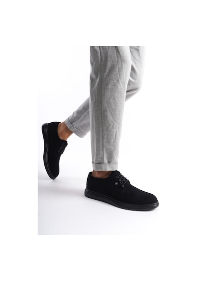 Mubiano Mbrgn87-s Siyah Erkek Süet Bağcıklı Loafer Siyah