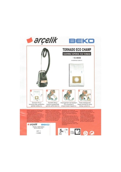 Beko Uyumlu Tornado Eco Champ Süpürge Toz Torbası