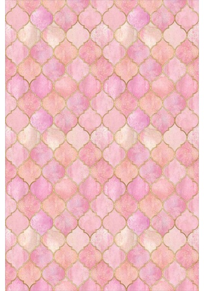 Pembe Fas Desen Dokuma Leke Tutmaz Masa Örtüsü Mso367n11