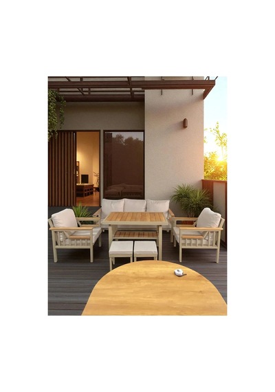 Sole Balkon Takımı, Cappuccino Bahçe Takımı 5+1 Masa 70x110 3lü Koltuk 70x180 Tekli Koltuk 70x70