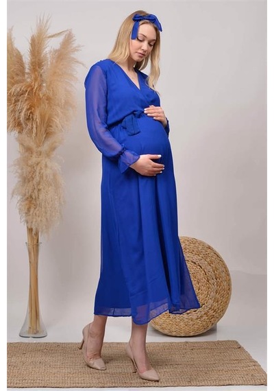 Dip Moda Kadın Beyaz Baby Shower Şifon Hamile Elbise Dphml003 Saks