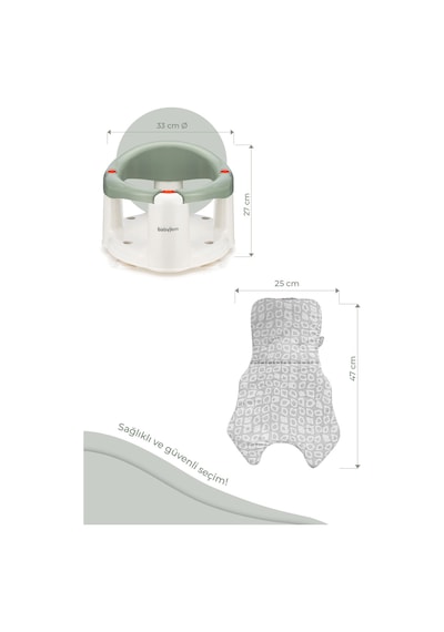 Babyjem Önden Açılır Mama Sandalye Oturağı Ve Minderi - 2 ' li Set Soft Yeşil