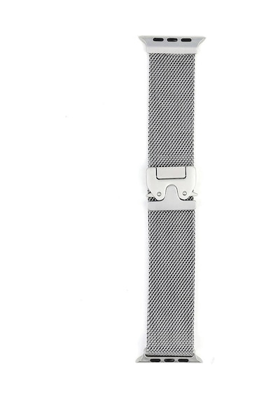Apple Uyumlu  Watch 10 42 MM Zore Krd-25 Metal Hasır Kordon-gümüş