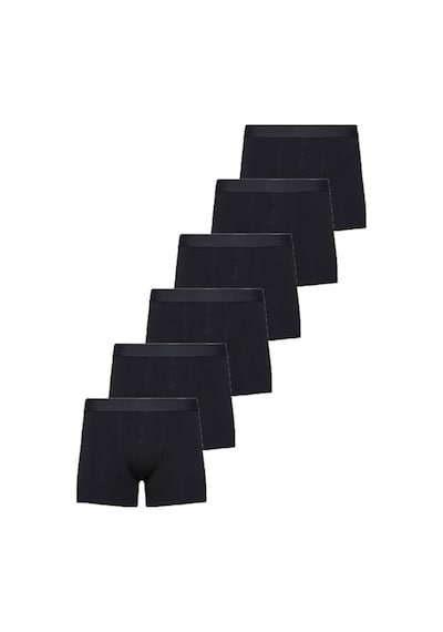 Nacar Store Erkek Boxer Pamuklu Likralı 6'lı Paket Siyah