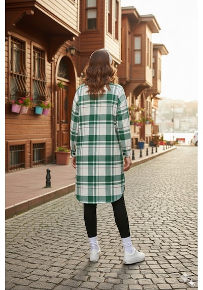 Polologin Butik Lı: Yeşil Kareli Uzun Oduncu Gömlek - Rahat Kesim Gömlek Elbise Tunik Yeşil Polologin Butik Lı: Yeşil Kareli Uzun Oduncu Gömlek - Rahat Kesim Gömlek Elbise Tunik Yeşil
